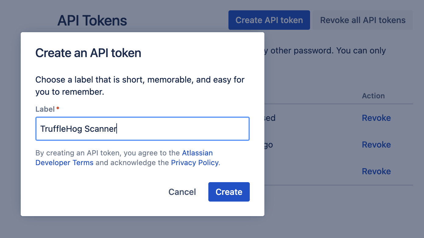 Creating a token on Atlassian Cloud